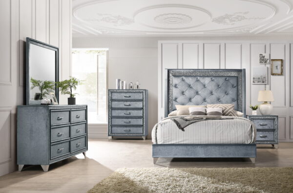 Grey Velvet Bedroom Set – Kei Discounts